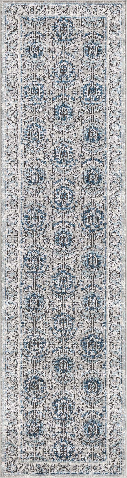 Gray 2' x 8' Nyla Runner Area Rug 100% Polypropylene Traditional Classic Carpet for Living Room, Kitchen, Bedroom, Dining, Office for Sale at Rug Engine