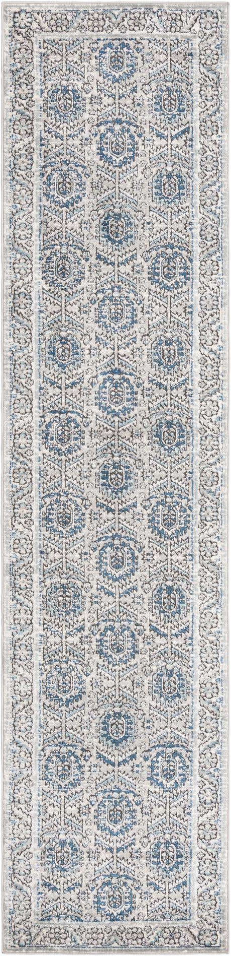 Gray 2' 7 x 12' Nyla Runner Area Rug 100% Polypropylene Traditional Classic Carpet for Living Room, Kitchen, Bedroom, Dining, Office for Sale at Rug Engine