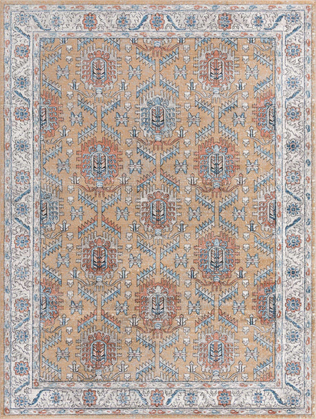 Mustard Yellow 10' x 14' Nyla Rectangle Area Rug 100% Polypropylene Traditional Classic Carpet for Living Room, Kitchen, Bedroom, Dining, Office for Sale at Rug Engine
