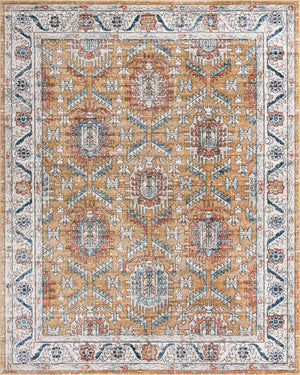 Mustard Yellow 9' x 12' Nyla Rectangle Area Rug 100% Polypropylene Traditional Classic Carpet for Living Room, Kitchen, Bedroom, Dining, Office for Sale at Rug Engine