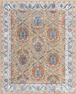 Mustard Yellow 7' 10 x 10' Nyla Rectangle Area Rug 100% Polypropylene Traditional Classic Carpet for Living Room, Kitchen, Bedroom, Dining, Office for Sale at Rug Engine