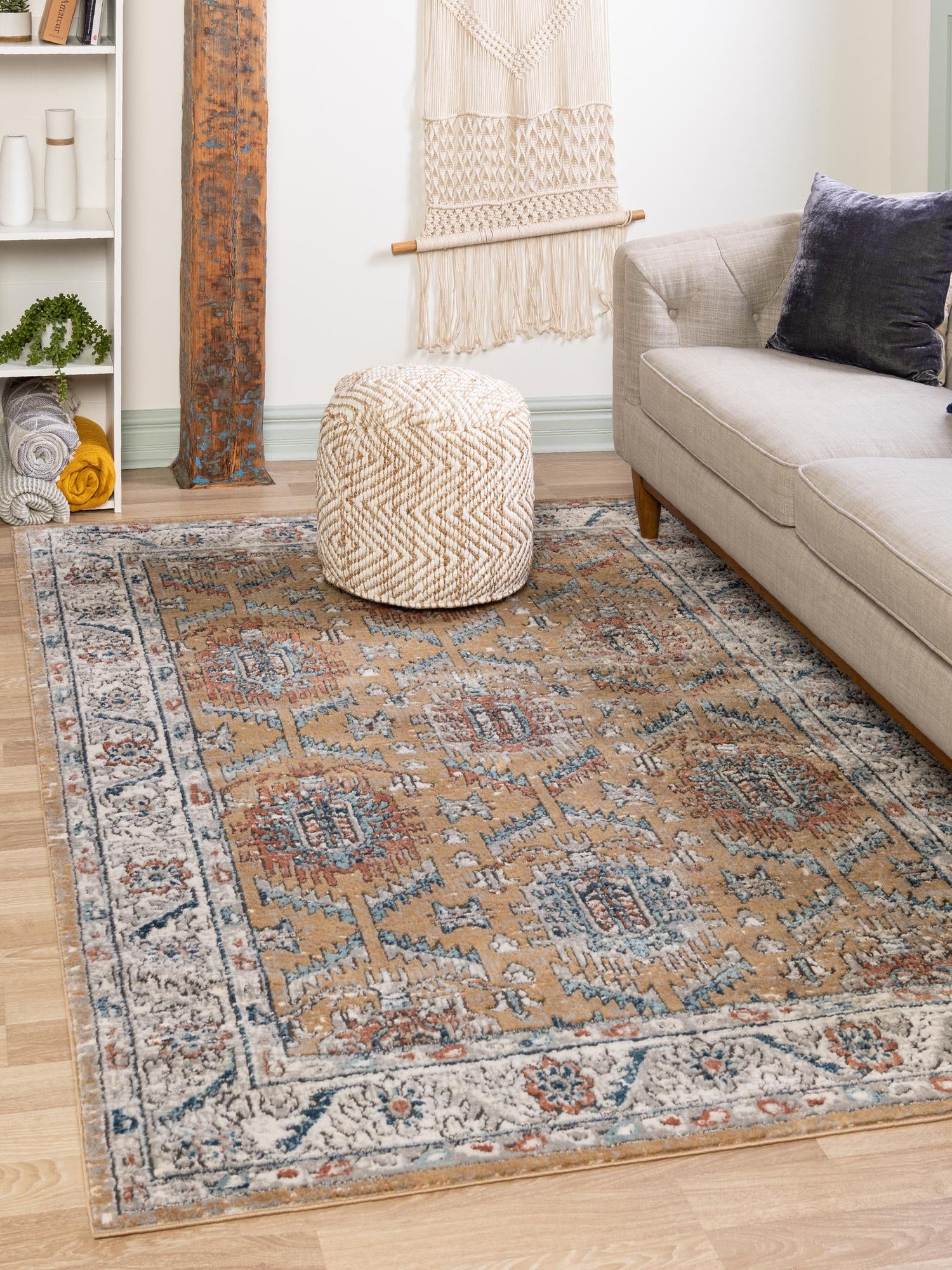 Mustard Yellow 1' 4 x 1' 4 Nyla Sample Area Rug 100% Polypropylene Traditional Classic Carpet for Living Room, Kitchen, Bedroom, Dining, Office for Sale at Rug Engine