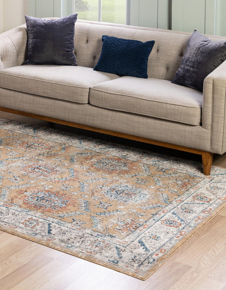 Mustard Yellow 7' 10 x 10' Nyla Rectangle Area Rug 100% Polypropylene Traditional Classic Carpet for Living Room, Kitchen, Bedroom, Dining, Office for Sale at Rug Engine