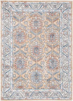 Mustard Yellow 4' x 6' Nyla Rectangle Area Rug 100% Polypropylene Traditional Classic Carpet for Living Room, Kitchen, Bedroom, Dining, Office for Sale at Rug Engine