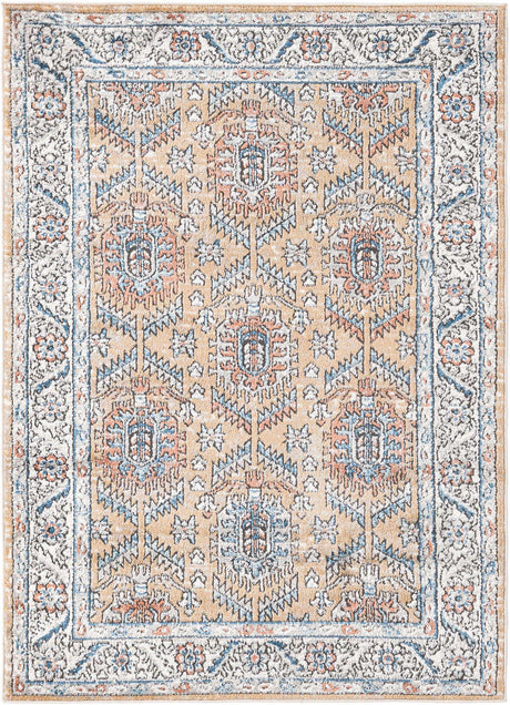 Mustard Yellow 4' x 6' Nyla Rectangle Area Rug 100% Polypropylene Traditional Classic Carpet for Living Room, Kitchen, Bedroom, Dining, Office for Sale at Rug Engine
