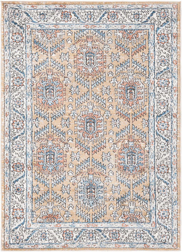 Mustard Yellow 4' x 6' Nyla Rectangle Area Rug 100% Polypropylene Traditional Classic Carpet for Living Room, Kitchen, Bedroom, Dining, Office for Sale at Rug Engine