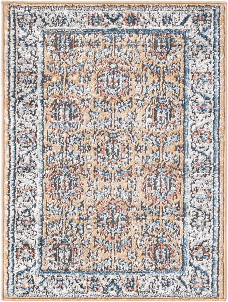 Mustard Yellow 2' x 3' Nyla Rectangle Area Rug 100% Polypropylene Traditional Classic Carpet for Living Room, Kitchen, Bedroom, Dining, Office for Sale at Rug Engine