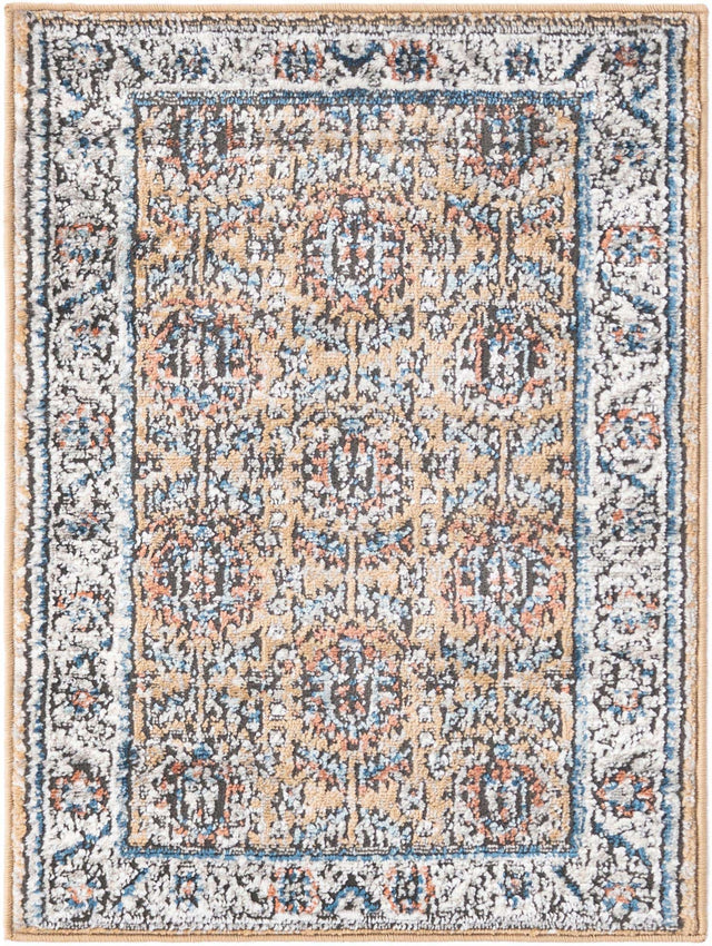 Mustard Yellow 2' x 3' Nyla Rectangle Area Rug 100% Polypropylene Traditional Classic Carpet for Living Room, Kitchen, Bedroom, Dining, Office for Sale at Rug Engine