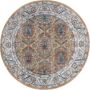 Mustard Yellow 5' 3 x 5' 3 Nyla Round Area Rug 100% Polypropylene Traditional Classic Carpet for Living Room, Kitchen, Bedroom, Dining, Office for Sale at Rug Engine