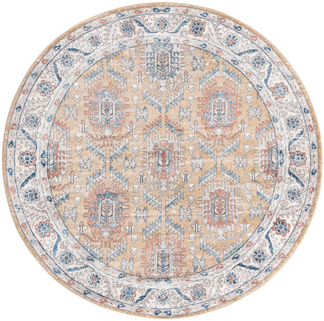 Mustard Yellow 10' x 10' Nyla Round Area Rug 100% Polypropylene Traditional Classic Carpet for Living Room, Kitchen, Bedroom, Dining, Office for Sale at Rug Engine