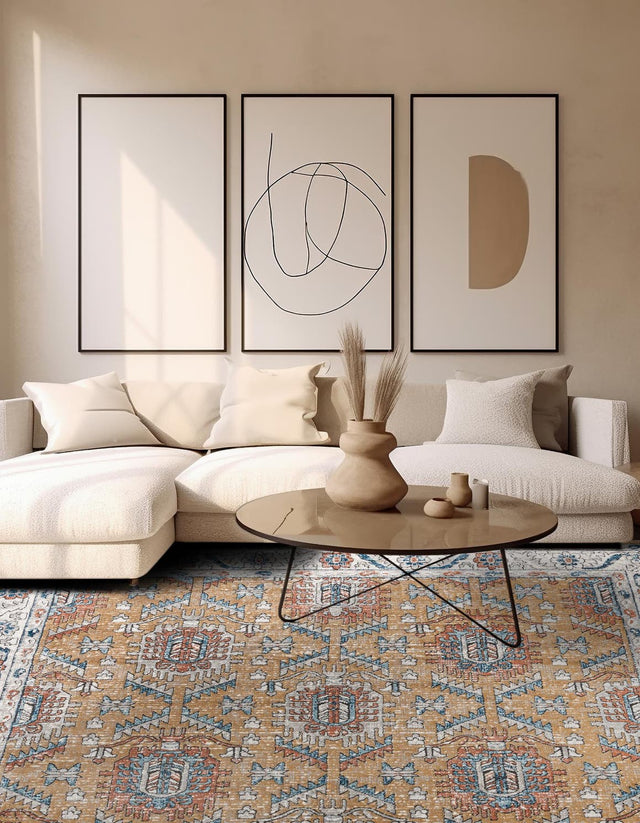 Mustard Yellow 11' 10 x 11' 10 Nyla Square Area Rug 100% Polypropylene Traditional Classic Carpet for Living Room, Kitchen, Bedroom, Dining, Office for Sale at Rug Engine