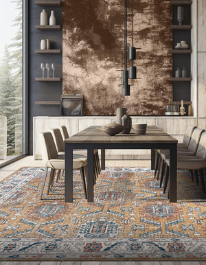 Mustard Yellow 11' 10 x 11' 10 Nyla Square Area Rug 100% Polypropylene Traditional Classic Carpet for Living Room, Kitchen, Bedroom, Dining, Office for Sale at Rug Engine