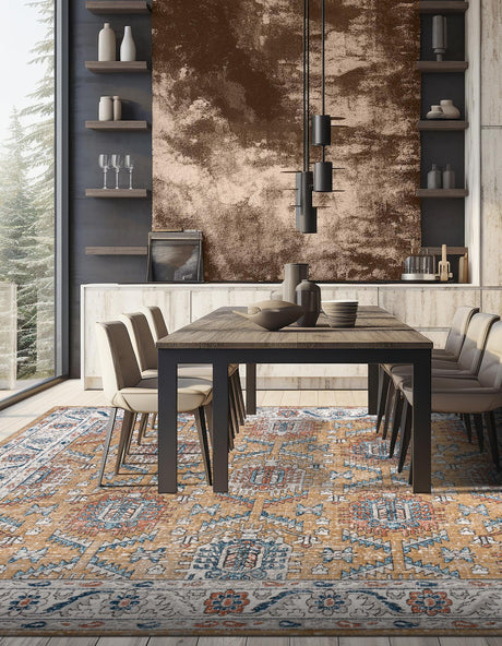 Mustard Yellow 11' 10 x 11' 10 Nyla Square Area Rug 100% Polypropylene Traditional Classic Carpet for Living Room, Kitchen, Bedroom, Dining, Office for Sale at Rug Engine