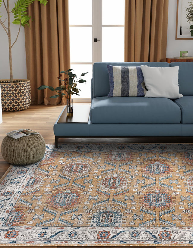 Mustard Yellow 11' 10 x 11' 10 Nyla Square Area Rug 100% Polypropylene Traditional Classic Carpet for Living Room, Kitchen, Bedroom, Dining, Office for Sale at Rug Engine