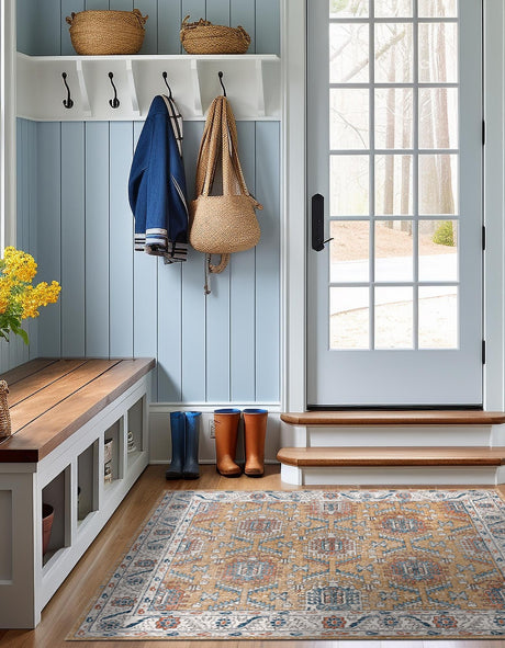 Mustard Yellow 11' 10 x 11' 10 Nyla Square Area Rug 100% Polypropylene Traditional Classic Carpet for Living Room, Kitchen, Bedroom, Dining, Office for Sale at Rug Engine