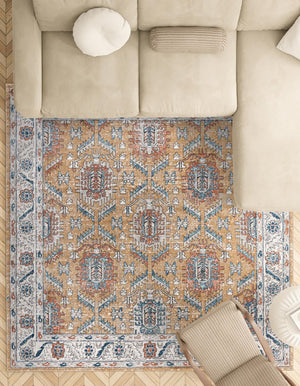 Mustard Yellow 11' 10 x 11' 10 Nyla Square Area Rug 100% Polypropylene Traditional Classic Carpet for Living Room, Kitchen, Bedroom, Dining, Office for Sale at Rug Engine