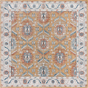 Mustard Yellow 11' 10 x 11' 10 Nyla Square Area Rug 100% Polypropylene Traditional Classic Carpet for Living Room, Kitchen, Bedroom, Dining, Office for Sale at Rug Engine