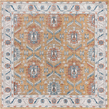 Mustard Yellow 11' 10 x 11' 10 Nyla Square Area Rug 100% Polypropylene Traditional Classic Carpet for Living Room, Kitchen, Bedroom, Dining, Office for Sale at Rug Engine