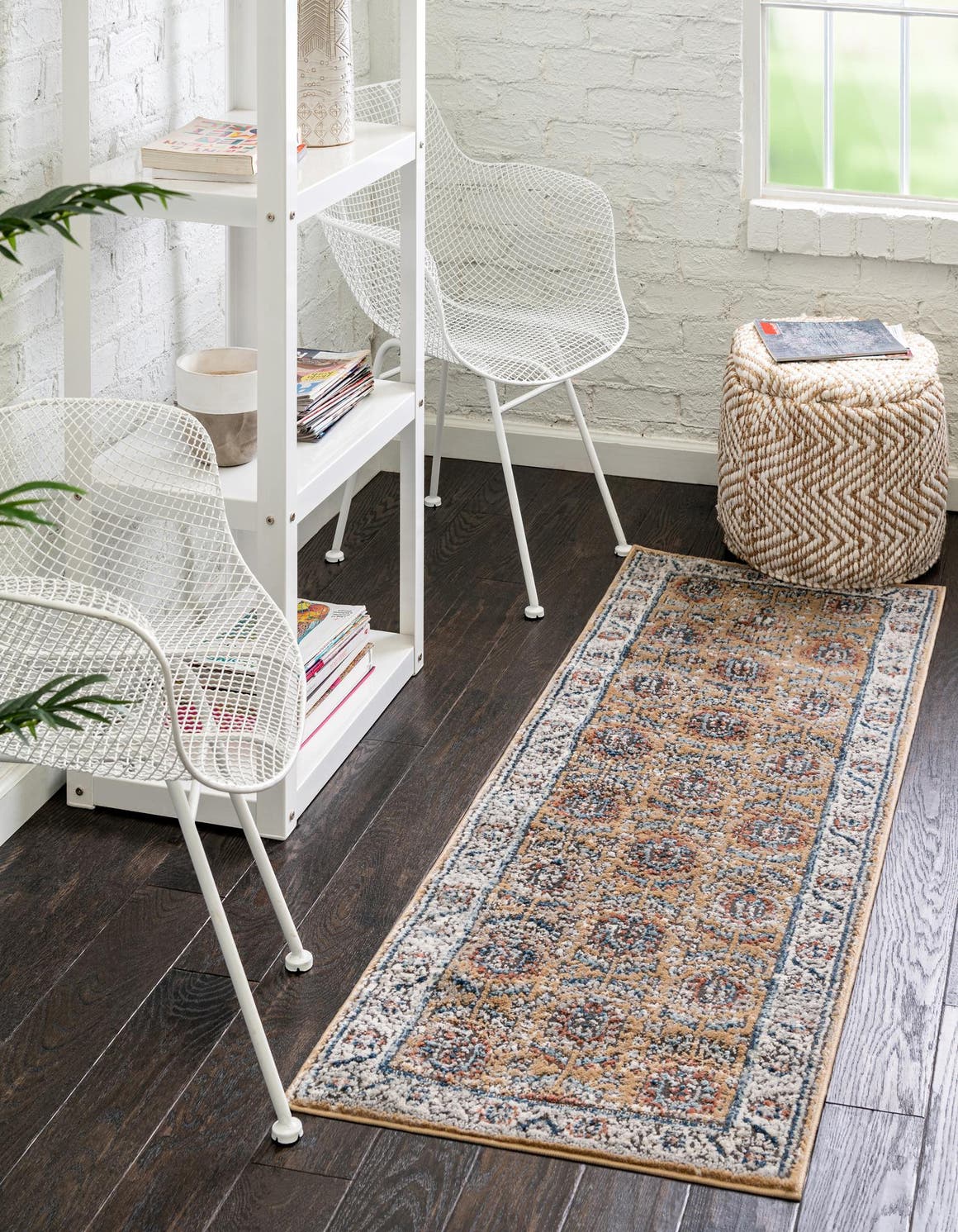 Mustard Yellow 2' x 6' Nyla Runner Area Rug 100% Polypropylene Traditional Classic Carpet for Living Room, Kitchen, Bedroom, Dining, Office for Sale at Rug Engine