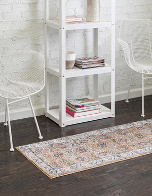 Mustard Yellow 2' x 8' Nyla Runner Area Rug 100% Polypropylene Traditional Classic Carpet for Living Room, Kitchen, Bedroom, Dining, Office for Sale at Rug Engine