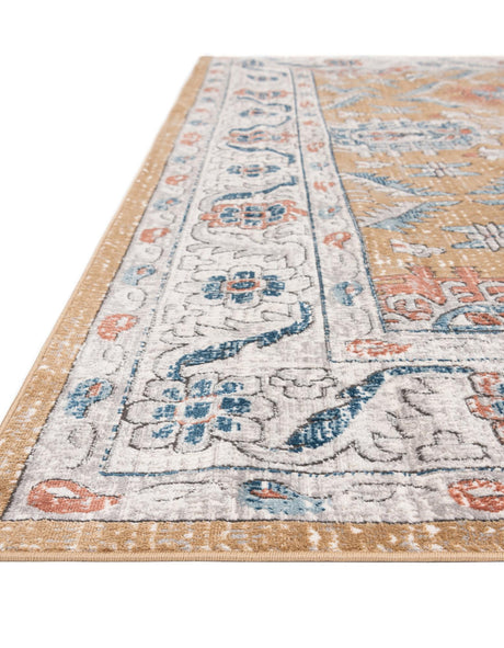 Mustard Yellow 2' x 6' Nyla Runner Area Rug 100% Polypropylene Traditional Classic Carpet for Living Room, Kitchen, Bedroom, Dining, Office for Sale at Rug Engine