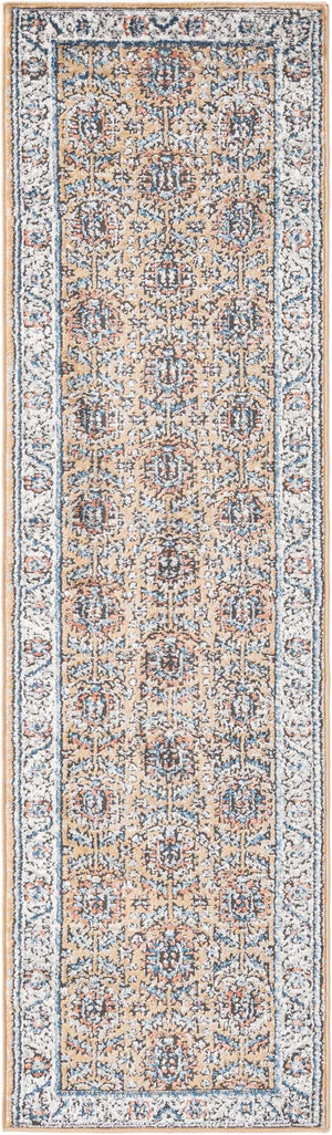 Mustard Yellow 2' x 8' Nyla Runner Area Rug 100% Polypropylene Traditional Classic Carpet for Living Room, Kitchen, Bedroom, Dining, Office for Sale at Rug Engine