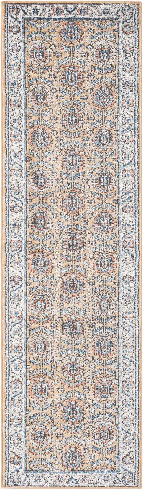 Mustard Yellow 2' x 8' Nyla Runner Area Rug 100% Polypropylene Traditional Classic Carpet for Living Room, Kitchen, Bedroom, Dining, Office for Sale at Rug Engine