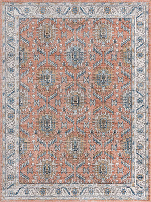 Salmon Pink 10' x 14' Nyla Rectangle Area Rug 100% Polypropylene Traditional Classic Carpet for Living Room, Kitchen, Bedroom, Dining, Office for Sale at Rug Engine
