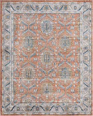Salmon Pink 7' 10 x 10' Nyla Rectangle Area Rug 100% Polypropylene Traditional Classic Carpet for Living Room, Kitchen, Bedroom, Dining, Office for Sale at Rug Engine