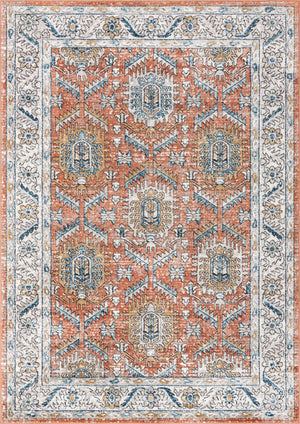 Salmon Pink 6' x 9' Nyla Rectangle Area Rug 100% Polypropylene Traditional Classic Carpet for Living Room, Kitchen, Bedroom, Dining, Office for Sale at Rug Engine