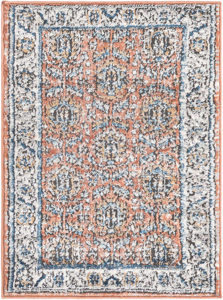Salmon Pink 2' x 3' Nyla Rectangle Area Rug 100% Polypropylene Traditional Classic Carpet for Living Room, Kitchen, Bedroom, Dining, Office for Sale at Rug Engine