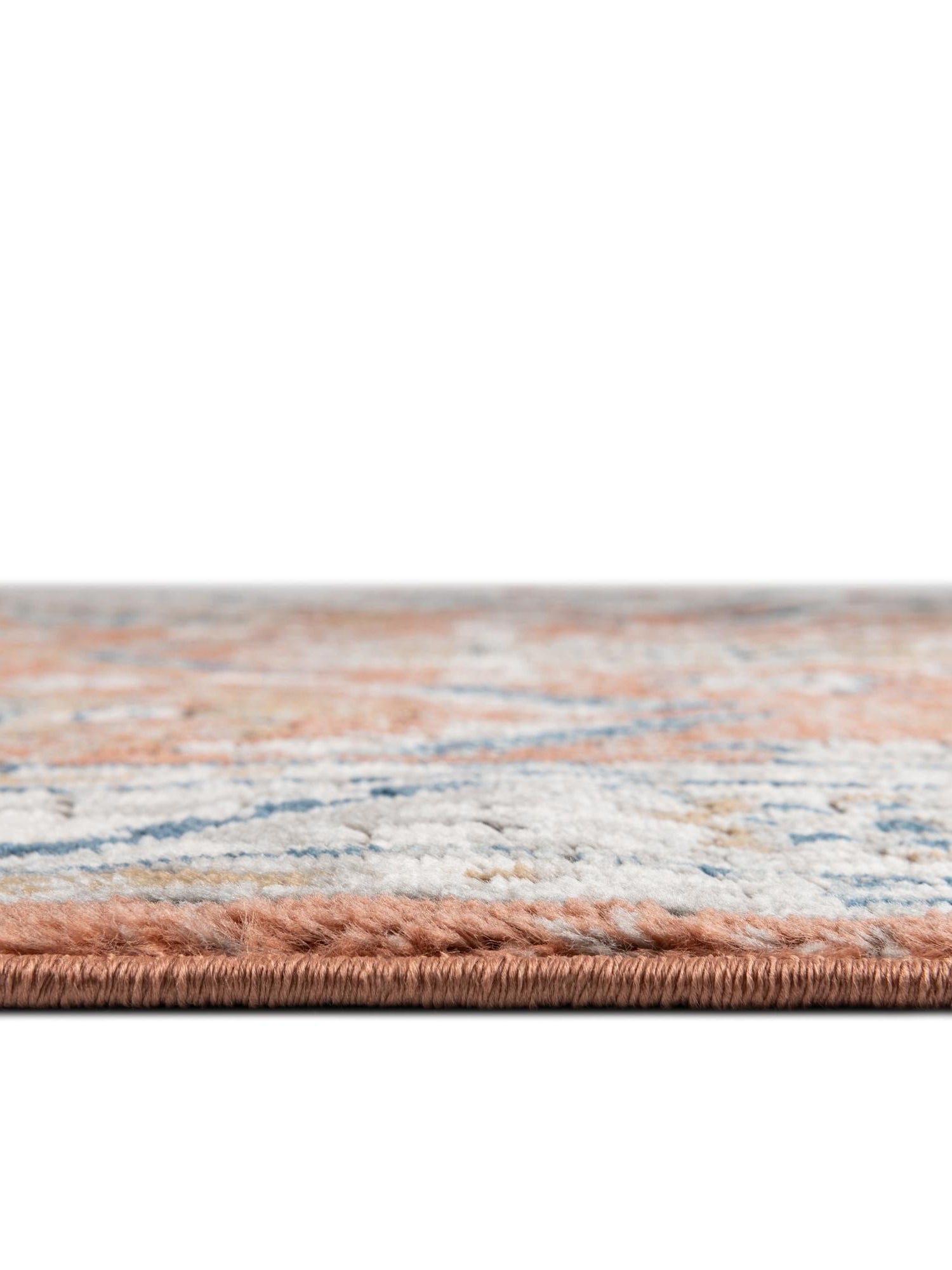 Salmon Pink 7' x 7' Nyla Round Area Rug 100% Polypropylene Traditional Classic Carpet for Living Room, Kitchen, Bedroom, Dining, Office for Sale at Rug Engine