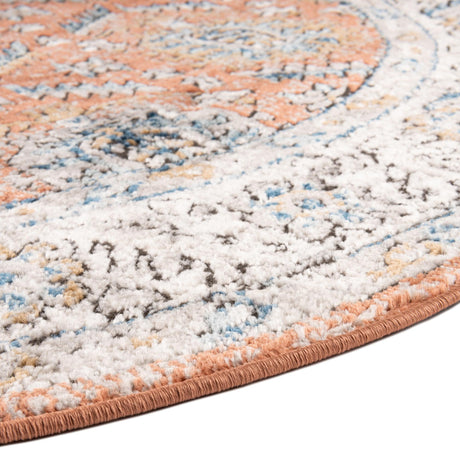 Salmon Pink 3' 3 x 3' 3 Nyla Round Area Rug 100% Polypropylene Traditional Classic Carpet for Living Room, Kitchen, Bedroom, Dining, Office for Sale at Rug Engine