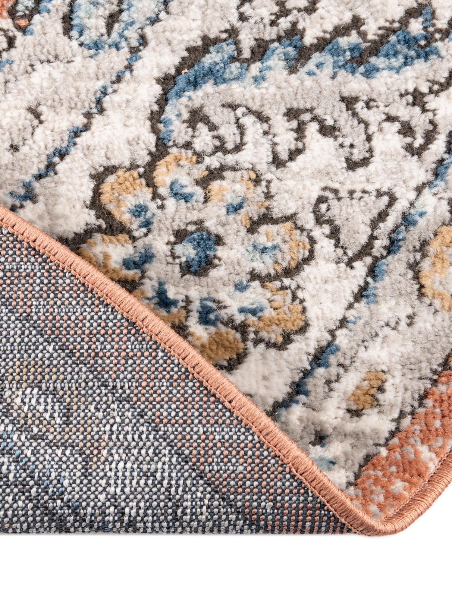 Salmon Pink 7' x 7' Nyla Round Area Rug 100% Polypropylene Traditional Classic Carpet for Living Room, Kitchen, Bedroom, Dining, Office for Sale at Rug Engine