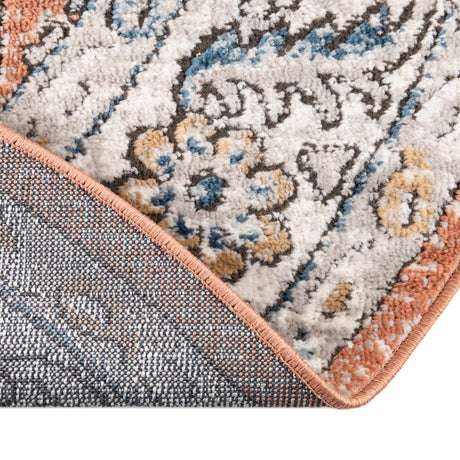 Salmon Pink 7' x 7' Nyla Round Area Rug 100% Polypropylene Traditional Classic Carpet for Living Room, Kitchen, Bedroom, Dining, Office for Sale at Rug Engine