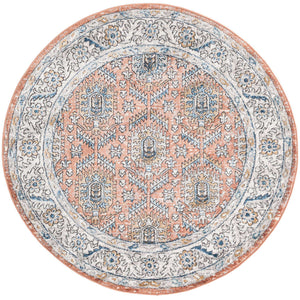 Salmon Pink 5' 3 x 5' 3 Nyla Round Area Rug 100% Polypropylene Traditional Classic Carpet for Living Room, Kitchen, Bedroom, Dining, Office for Sale at Rug Engine