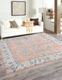Salmon Pink 10' x 10' Nyla Square Area Rug 100% Polypropylene Traditional Classic Carpet for Living Room, Kitchen, Bedroom, Dining, Office for Sale at Rug Engine