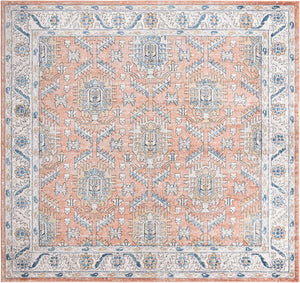 Salmon Pink 10' x 10' Nyla Square Area Rug 100% Polypropylene Traditional Classic Carpet for Living Room, Kitchen, Bedroom, Dining, Office for Sale at Rug Engine