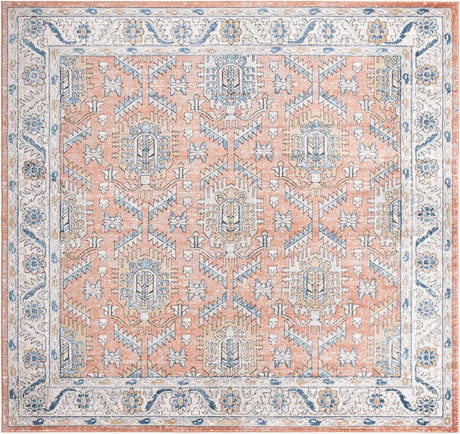 Salmon Pink 10' x 10' Nyla Square Area Rug 100% Polypropylene Traditional Classic Carpet for Living Room, Kitchen, Bedroom, Dining, Office for Sale at Rug Engine