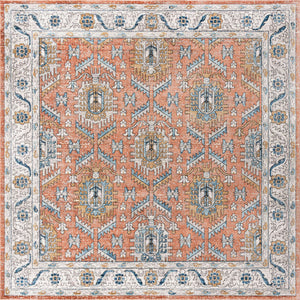 Salmon Pink 11' 10 x 11' 10 Nyla Square Area Rug 100% Polypropylene Traditional Classic Carpet for Living Room, Kitchen, Bedroom, Dining, Office for Sale at Rug Engine