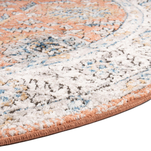 Salmon Pink 7' 10 x 10' Nyla Oval Area Rug 100% Polypropylene Traditional Classic Carpet for Living Room, Kitchen, Bedroom, Dining, Office for Sale at Rug Engine