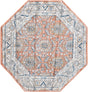Salmon Pink 4' x 4' Nyla Octagon Area Rug 100% Polypropylene Traditional Classic Carpet for Living Room, Kitchen, Bedroom, Dining, Office for Sale at Rug Engine
