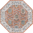 Salmon Pink 7' x 7' Nyla Octagon Area Rug 100% Polypropylene Traditional Classic Carpet for Living Room, Kitchen, Bedroom, Dining, Office for Sale at Rug Engine