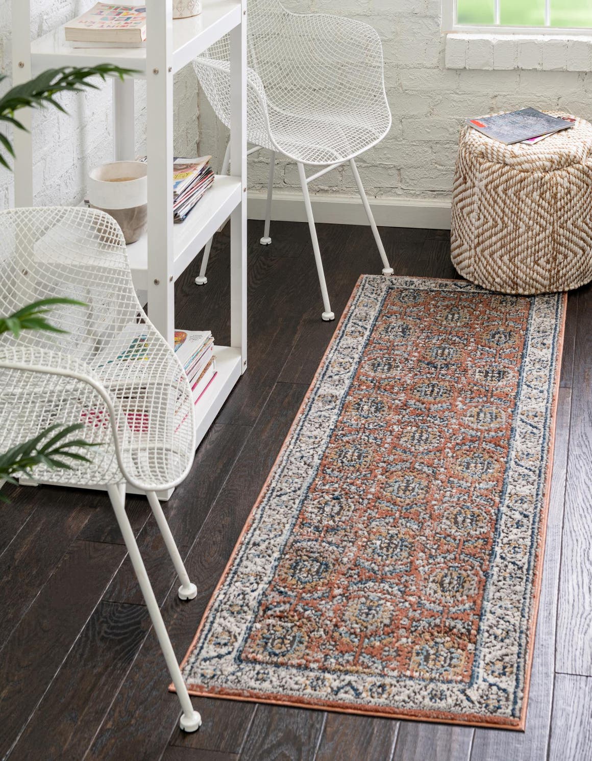 Salmon Pink 2' x 8' Nyla Runner Area Rug 100% Polypropylene Traditional Classic Carpet for Living Room, Kitchen, Bedroom, Dining, Office for Sale at Rug Engine