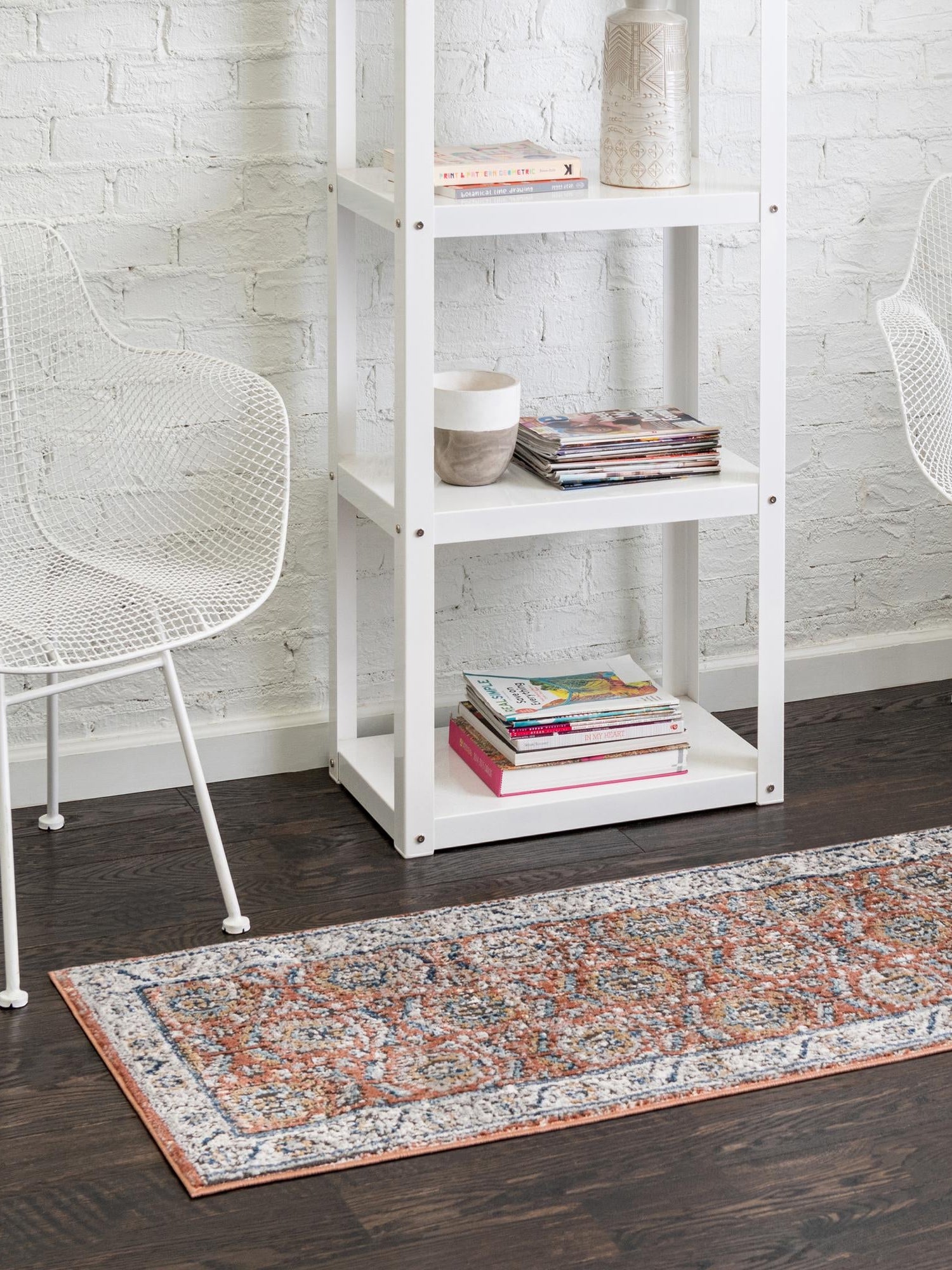 Salmon Pink 2' x 8' Nyla Runner Area Rug 100% Polypropylene Traditional Classic Carpet for Living Room, Kitchen, Bedroom, Dining, Office for Sale at Rug Engine