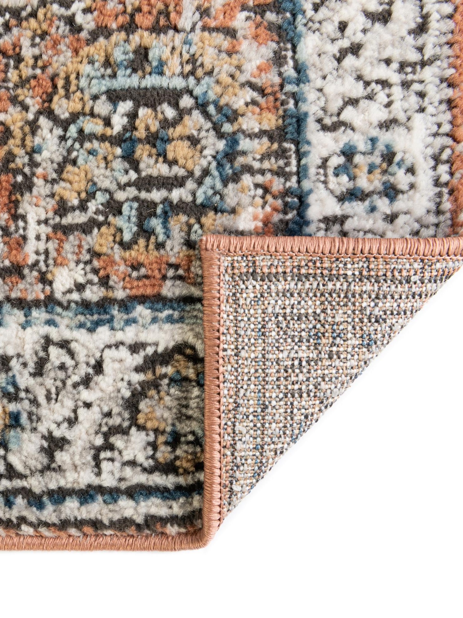 Salmon Pink 2' x 8' Nyla Runner Area Rug 100% Polypropylene Traditional Classic Carpet for Living Room, Kitchen, Bedroom, Dining, Office for Sale at Rug Engine