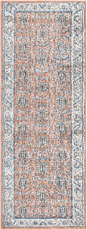 Salmon Pink 2' x 6' Nyla Runner Area Rug 100% Polypropylene Traditional Classic Carpet for Living Room, Kitchen, Bedroom, Dining, Office for Sale at Rug Engine