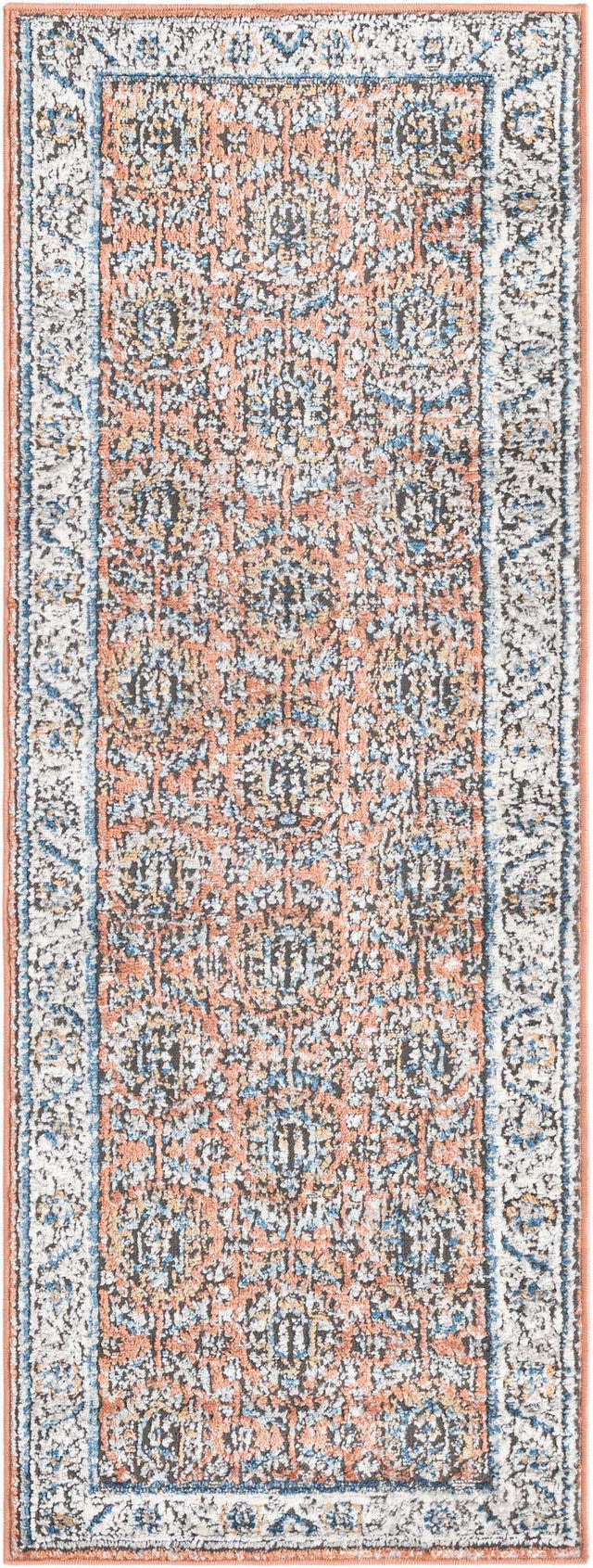 Salmon Pink 2' x 6' Nyla Runner Area Rug 100% Polypropylene Traditional Classic Carpet for Living Room, Kitchen, Bedroom, Dining, Office for Sale at Rug Engine