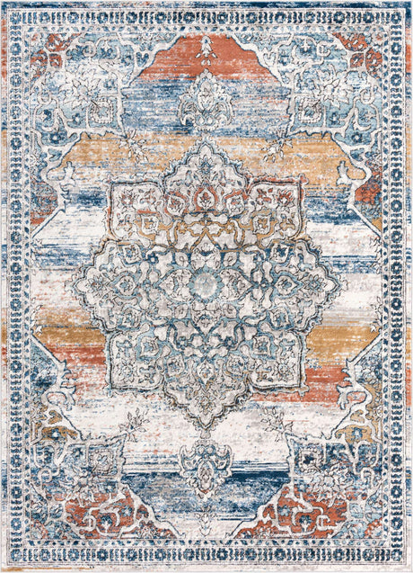 Multicolor 10' x 14' Nyla Rectangle Area Rug 100% Polypropylene Traditional Classic Carpet for Living Room, Kitchen, Bedroom, Dining, Office for Sale at Rug Engine
