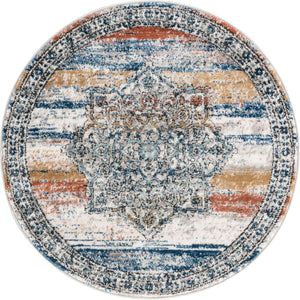 Multicolor 3' 3 x 3' 3 Nyla Round Area Rug 100% Polypropylene Traditional Classic Carpet for Living Room, Kitchen, Bedroom, Dining, Office for Sale at Rug Engine